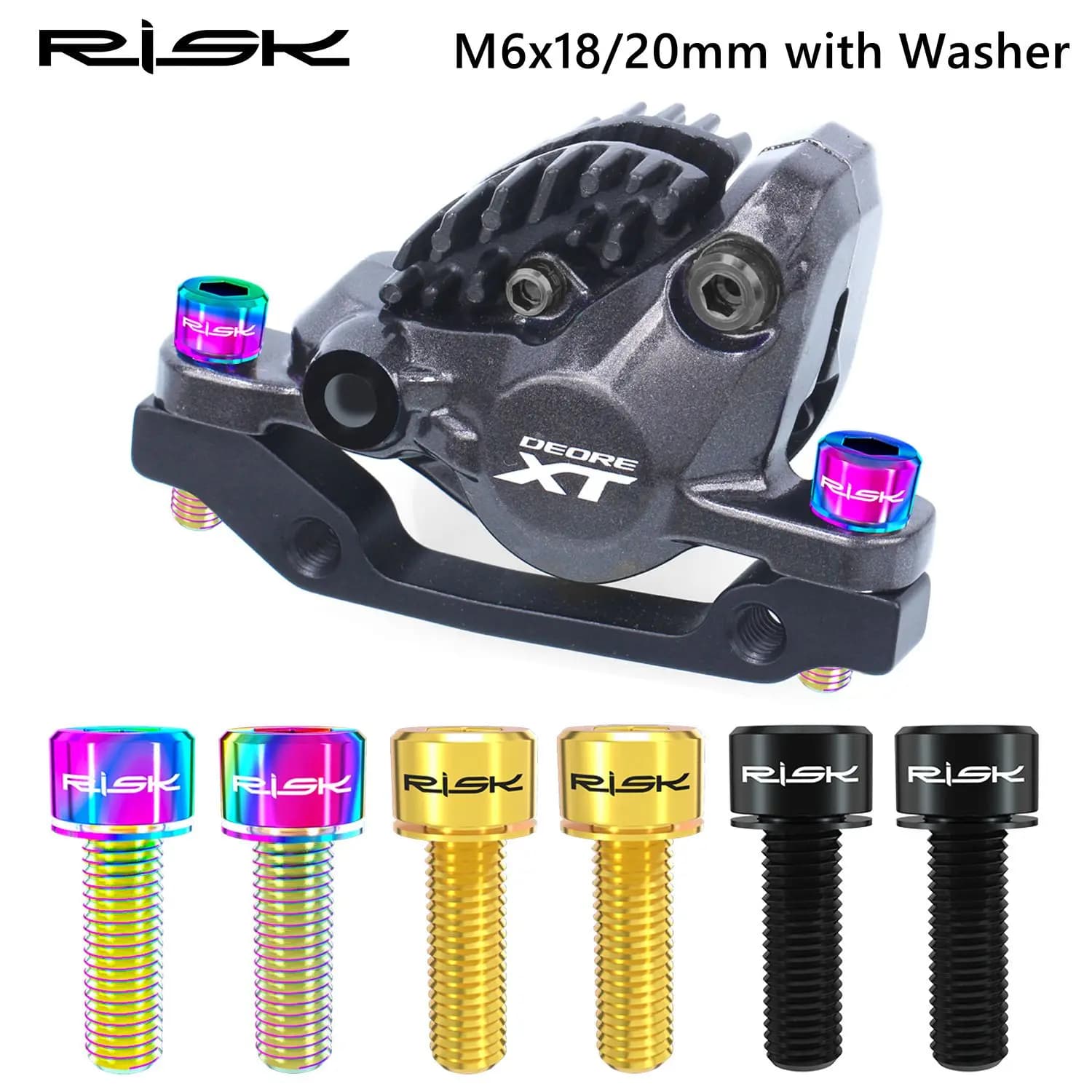 Rischio 4 pezzi M6x18/20mm freno a disco per bicicletta bulloni fissi con rondella titanio Mountain Bike pinza freno pinza accessori ciclismo