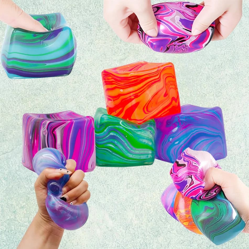 Palline Geometriche Morbide a Forma di Cubetto di Ghiaccio, Giocattolo Antistress per Bambini e Adulti, Regalo con Lenta Ripresa