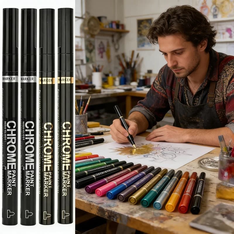 5/1 pezzi di pennarelli cromati, punta da 2 mm, vernice impermeabile a specchio per riparazione di roccia, ceramica, vetro e metalli oro/argento