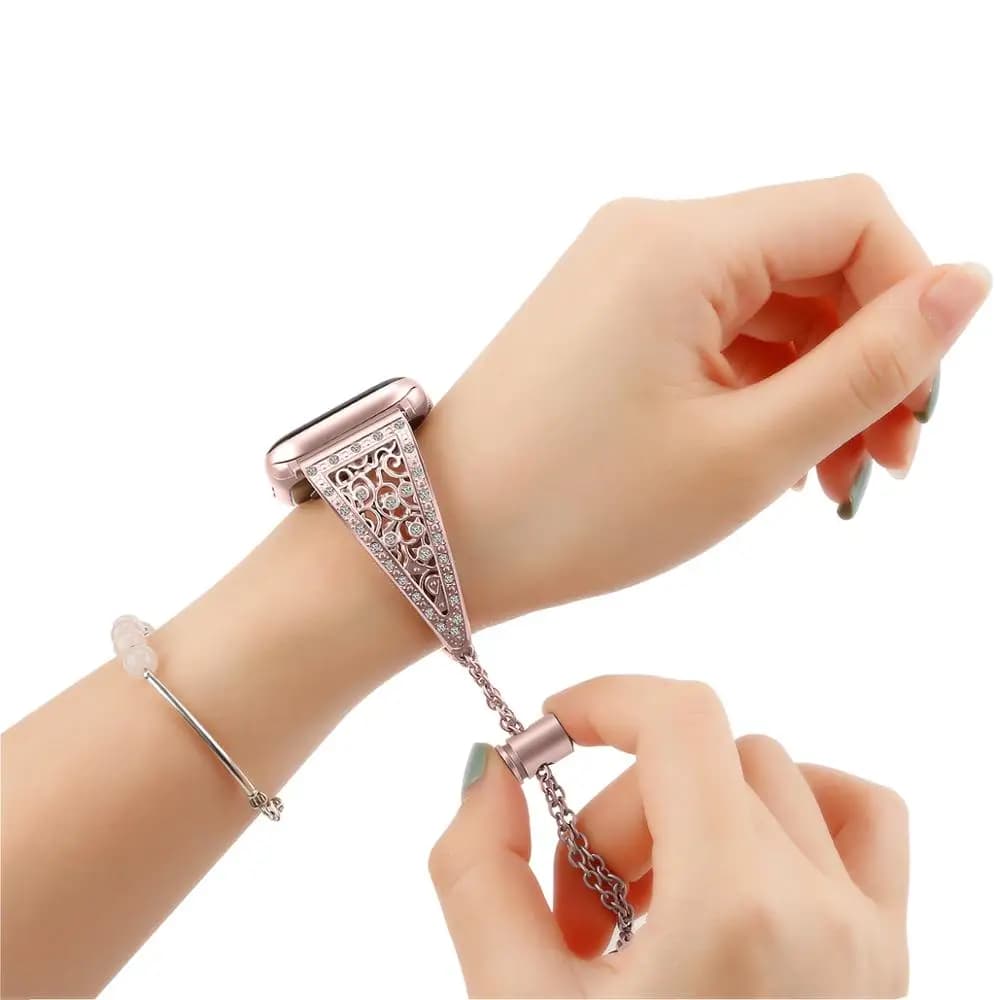 2 pezzi cinturino con diamanti per cinturino Apple watch 40mm 44mm 45mm 41mm 38mm 49mm bracciale in acciaio inossidabile serie iwatch 10 9 se 8 7 ultra 2