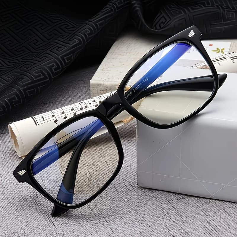 1 pair, men's transparent computer glasses - full frame square frame, suitable for computers, smartphones, reading