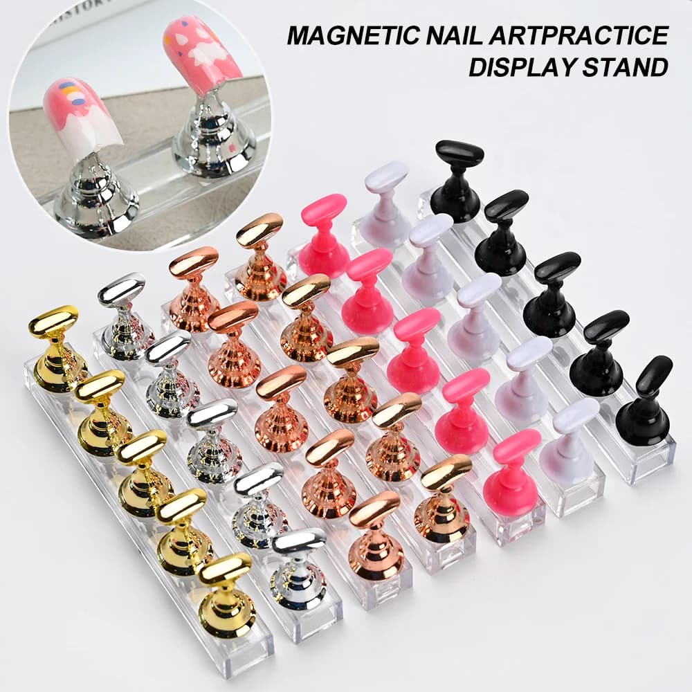1/2 pezzi supporto magnetico per unghie + 5/10 pezzi espositore per pratica manicure stampa sulle unghie formazione gel smalto punte per unghie strumenti di visualizzazione