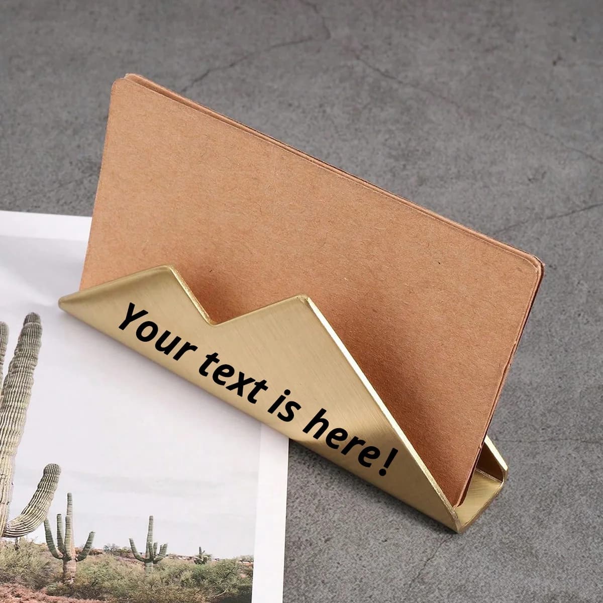 Custom Mountain Shape Visitor Card Holder with Laser Engraving, Custom Metal Visitor Display