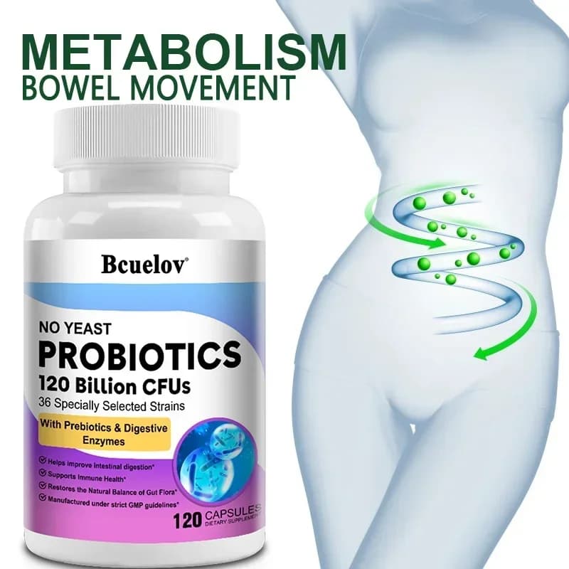 Probiotici per la salute digestiva 120 miliardi di CFU Prebiotici e enzimi digestivi Integratore probiotico per adulti, favorisce la salute intestinale