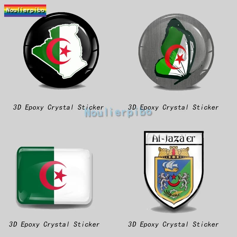 Adesivo flessibile per cupola per auto in resina epossidica 3D Scudo Algeria Viaggio in città Algeria PVC per auto Trolley per moto Decalcomania in vinile per laptop