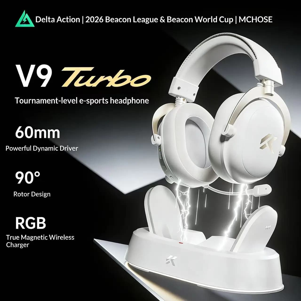 Nuove Cuffie da Gaming MCHOSE V9 Turbo+ con Ricarica Wireless, Quattro Modalità, Microfono e Regalo Delta