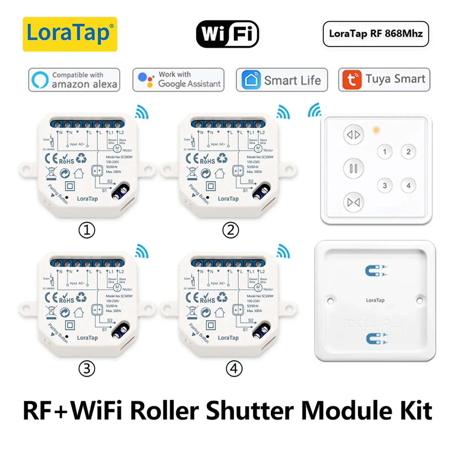 LoraTap RF WiFi Tende Tendine a rullo Tende Modulo interruttore motore Telecomando Smart Life Home Finestra di apertura automatica