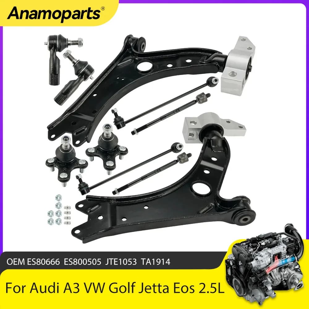 Chassis Parts Front Suspension Kit Control Arms Ball Joints Sway Bar Links Fit 2.5 L For Audi A3 VW Golf Jetta Eos R32 2.5L