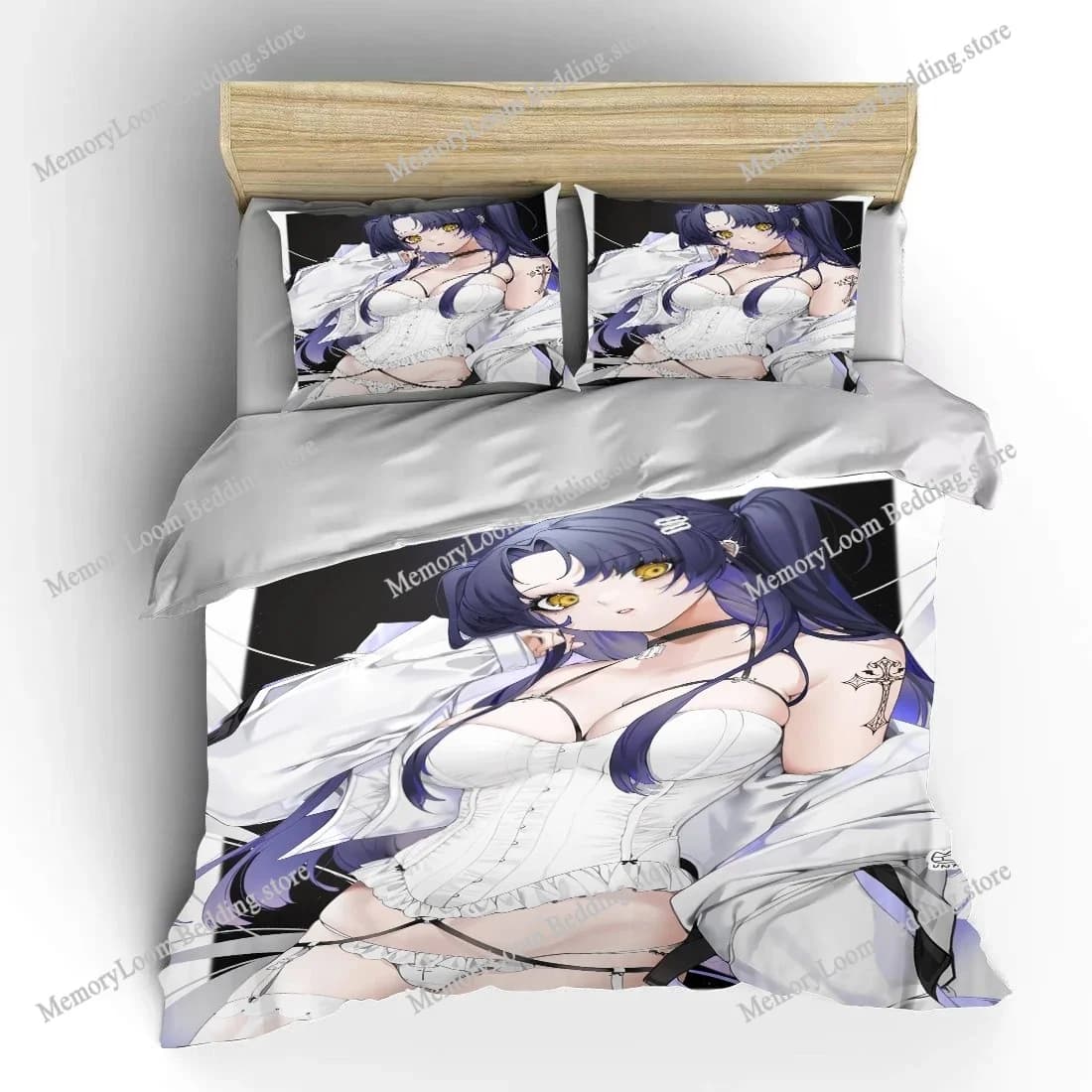 Anime giapponese Moe Set biancheria da letto morbida Singolo-Dwin-Full-Queen-King Size Camera da letto per bambini per adulti Copripiumino traspirante Set lenzuola 2025