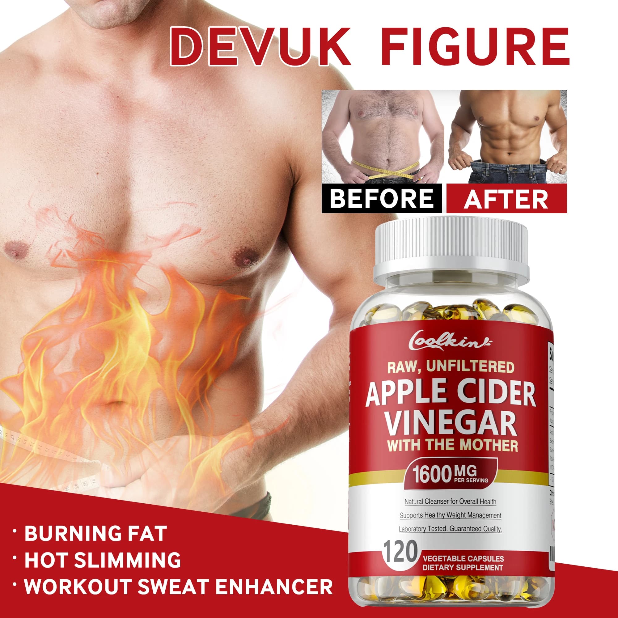 Handle vinegar capsules - B vitamin supplement, weight management, swelling reduction and constipation, fat burning - 120 capsules