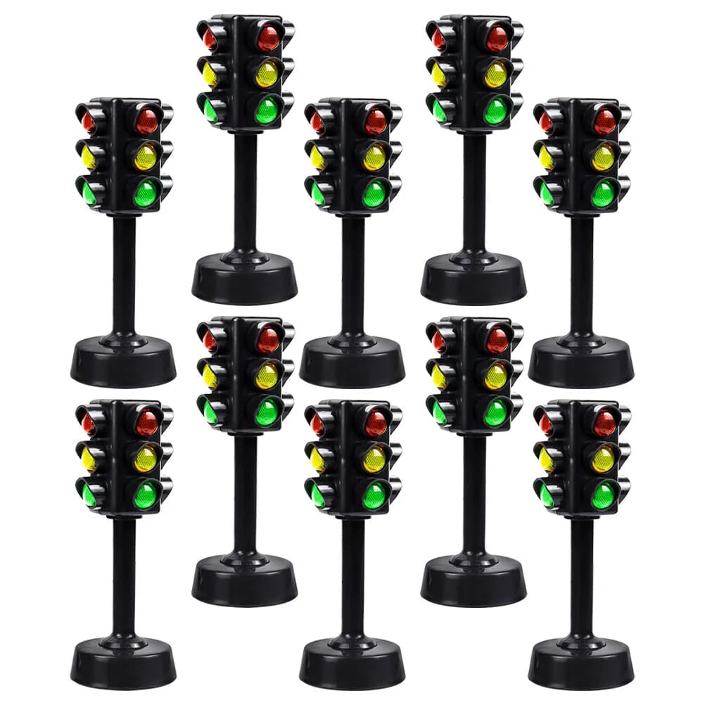 Set da 12 pezzi Giocattoli per bambini Segnali stradali educativi Segnale luminoso Modello Stop Abs Set da gioco per bambini Bambini