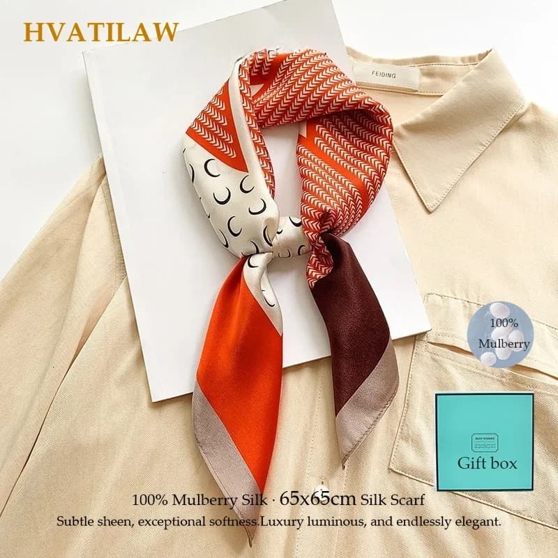 New 100% Pure Silk Scarf Women Mulberry Silk Sunscreen Square Headkerchief Female Hair Shawl Wrap Hijab Bandana Scarves Pashmina