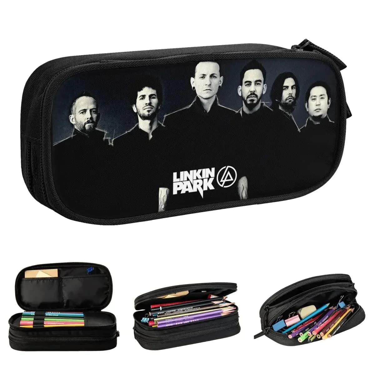 Linkinpark Alternative Rock Astucci per matite Nu-Metal Astuccio per penne per ragazza Ragazzo Borsa di grande capacità Materiale scolastico di cancelleria