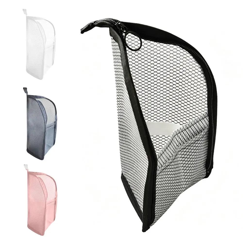 EVA Mesh Travel Toiletry Bag Stand‑up Cosmetic Organizer Bag Portable Transparent Mesh Makeup Zipper Bag for Women Daily Use