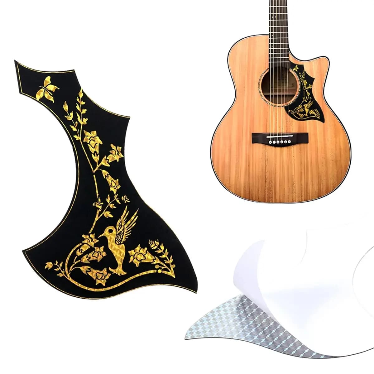 L79A Acoustic Guitar Pick Guard Hummingbird Style Anti-Scratch Guard Plate for 40/41 Inch Folk Acoustic Guitar