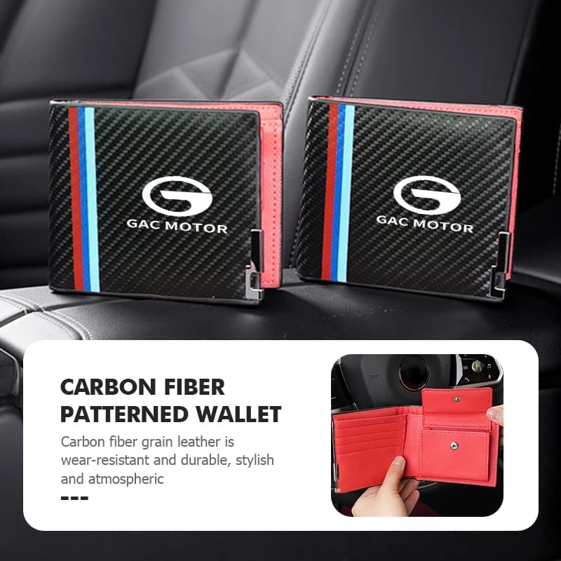 Men's Wallet With Coin Pocket RFID Protection Carbon Fiber Purse For GAC MOTOR Trumpchi Aion S Aion Y AION V iA5 GS4 GS5 GS8 GA4