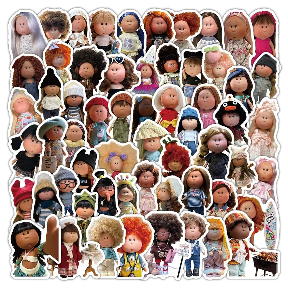70 Pezzi Adesivi Mia Doll, Decalcomanie Potato Doll per Laptop, Scrapbook, Bagagli, Chitarra, Casco, Graffiti Fai da Te, Adesivi Estetici, Regali