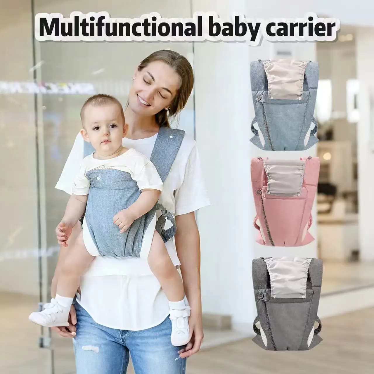 Marsupio Multifunzionale a Doppia Spalla, Marsupio Frontale con Seduta Ergonomica, Realizzato in Morbida e Confortevole Fibra di Poliestere, Design con Cerniera per Facilitare il Indossare e la Rimozione, Adatto per Uso Domestico ed Esterno, il Miglior Regalo per il Ringraziamento e Natale