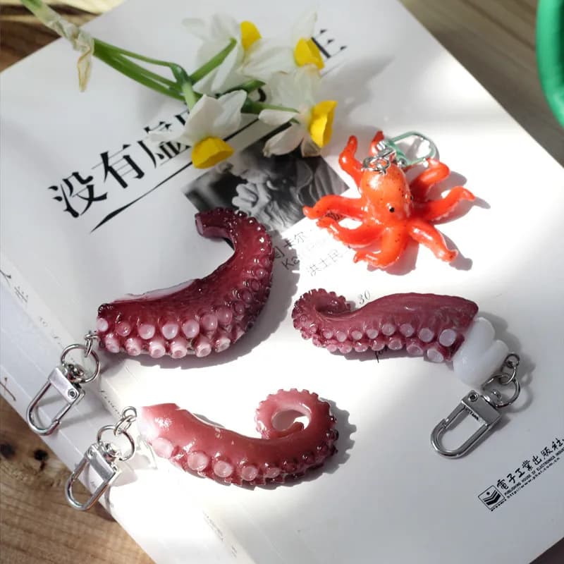 Creative Simulation Octopus Claw Model Car Keychain PVC Keychain Backpack Pendant Gift Jewelry Keychain
