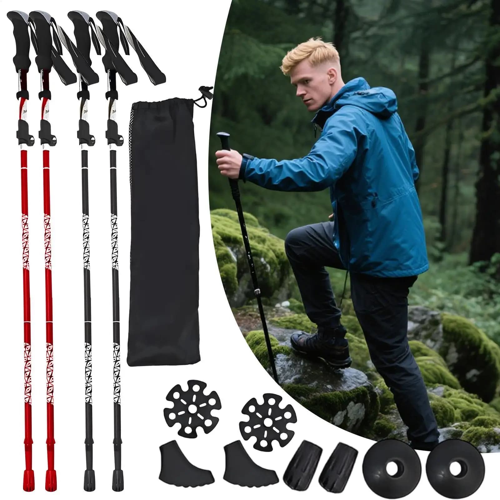 Trekking poles Telescopic climbing poles Adjustable portable fast locking system for outdoor camping mountaineering