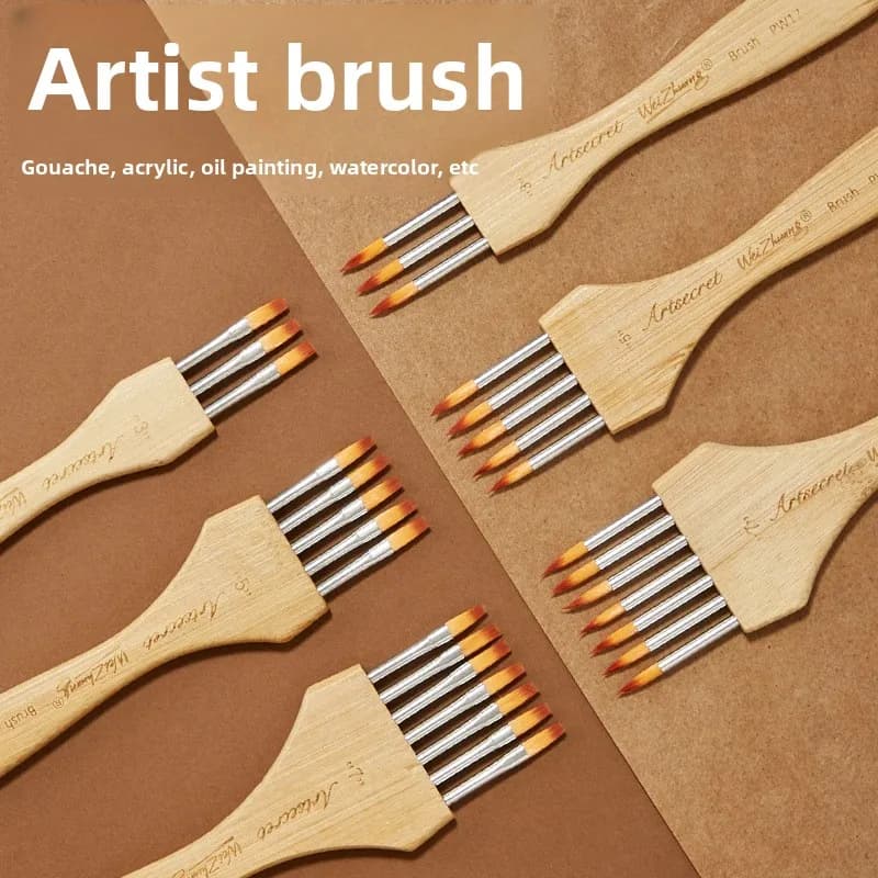 Multi-tooth Pen Comb Multifunctional Watercolor Acrylic Gouache Wood Handle Flat Peak Artist Paint Brush