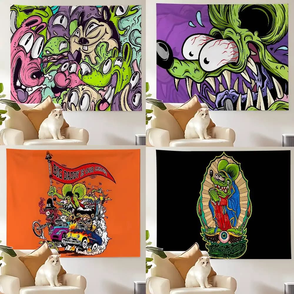H-Tales Of T-The Rat FinkS Cool Tapestry Customizable Tapestries Of Various Styles,wall Hangings, Celebrity Photo Printing,wall