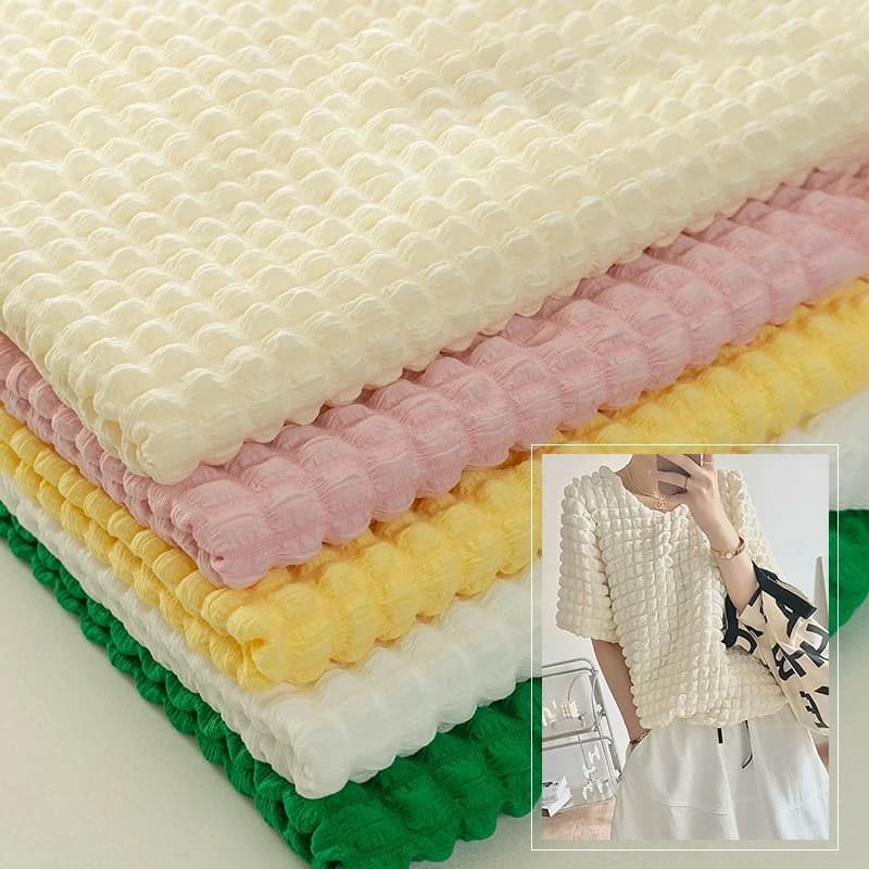 0.5m/1m/2m Soft Elastic Bubble Plaid Fabric Waffle Cloth for Sewing Sofa Cover for Bearings Bag Dress FAI by TE Clothing Fabric