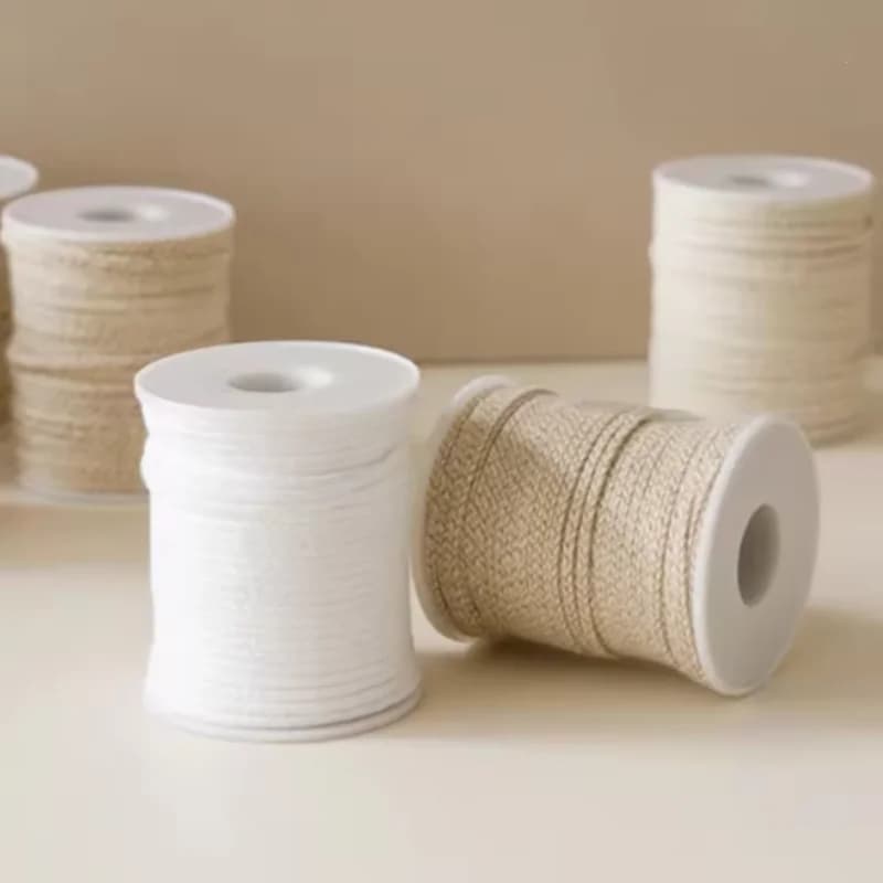 Stoppino per candela in cotone da 50/61 metri, filettatura 21-45, stoppini ecologici a basso fumo, stoppino per candela in cotone sgrassato con rullo intero fai da te