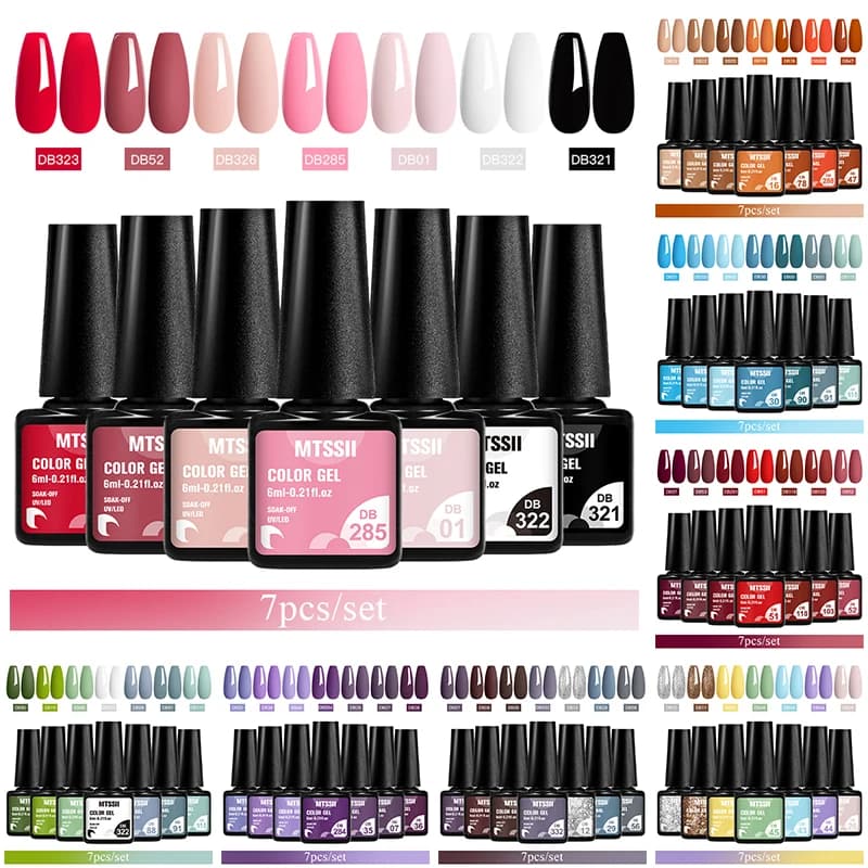 7 Pz/set Gel Nail Polish Popular Colors In Autumn Soak Permanent Semi Off UV LED Purple Nail Art Gels Gel Nail Polish Nails