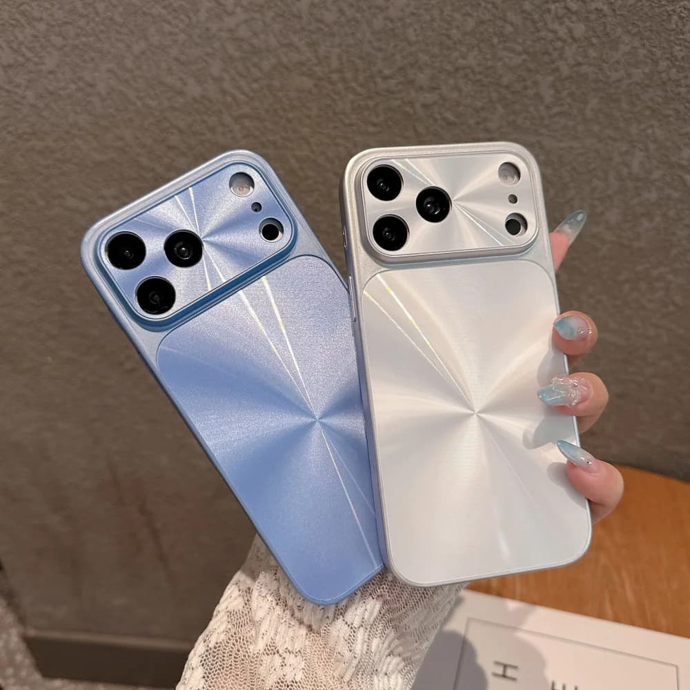 Aurora CD Phone Case For iPhone 13 14 15 16 17 18 Pro Max Luxury Laser Texture Hard PC Cover Shiny Metallic Matte Anti-Scratch
