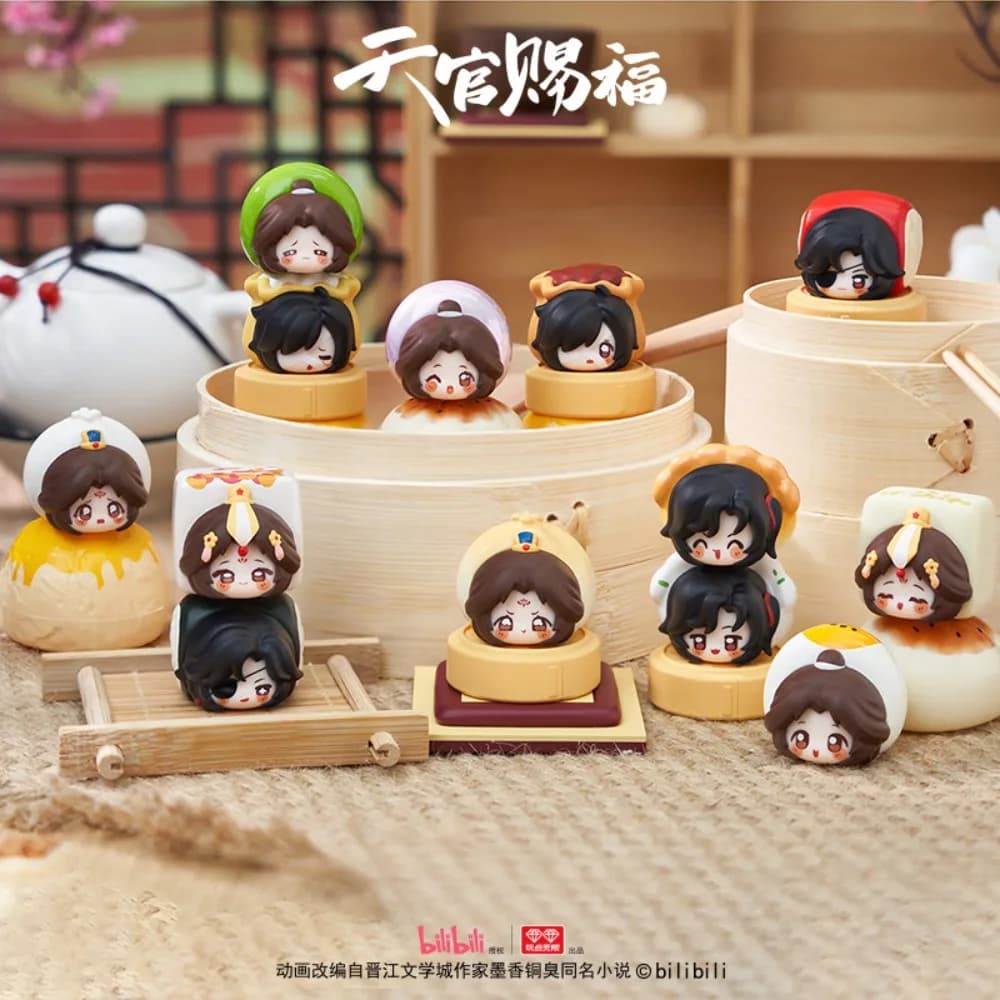 TGCF Morning Tea Stackable Blind Box Heaven Official's Blessing Hua Cheng Xie Lian Anime Figure Desk Decor MXTX Toy Gift