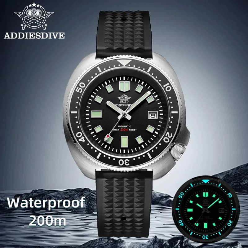 ADDIESDIVE Luxury Automatic Mechanical Wristwatch 200M Waterproof BGW9 Super luminous Sapphire Glass Stainless Steel Male Watche