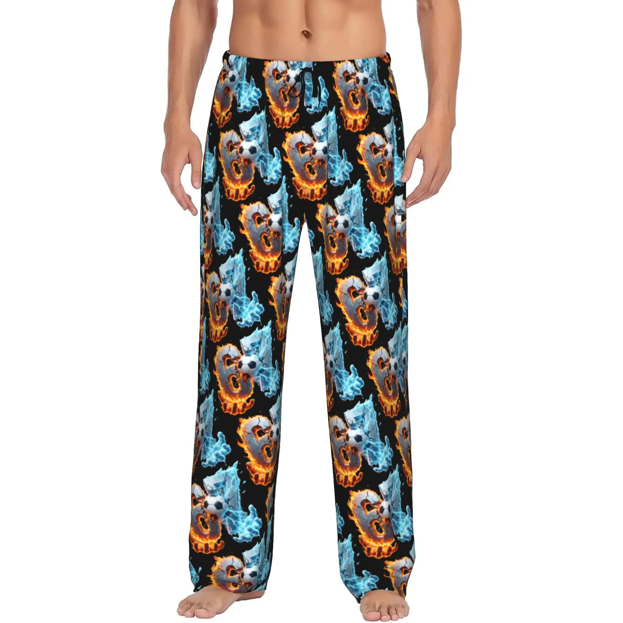 Pantaloni del Pigiama Personalizzati da Uomo con Stampa Divertente 'Sixty Seven', Abbigliamento da Notte con Tasche