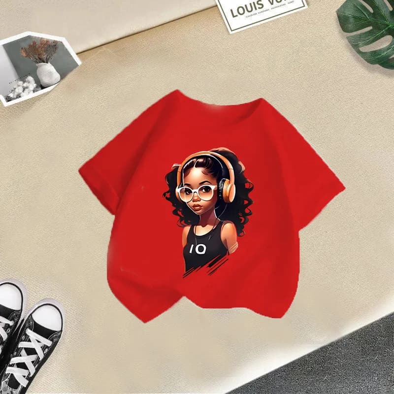 girls' round-neck short-sleeved T-shirt with a relaxed fit – the new 2026 model for casual wear, perfect for summer