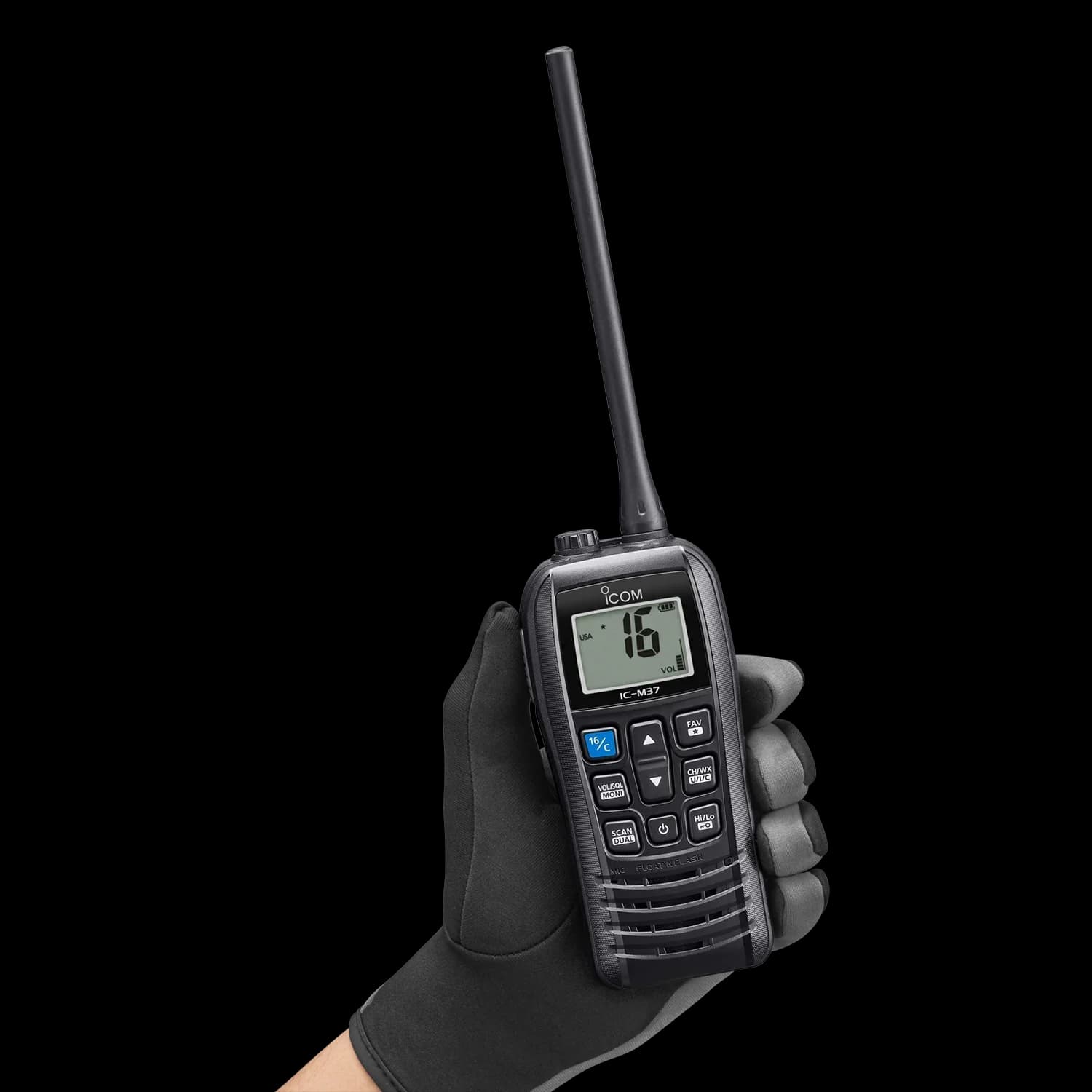 IC-M37 ICOM Radio VHF Portatile Bidirezionale, Potenza di Uscita 6 Watt, Funzione Float Flash, Walkie Talkie