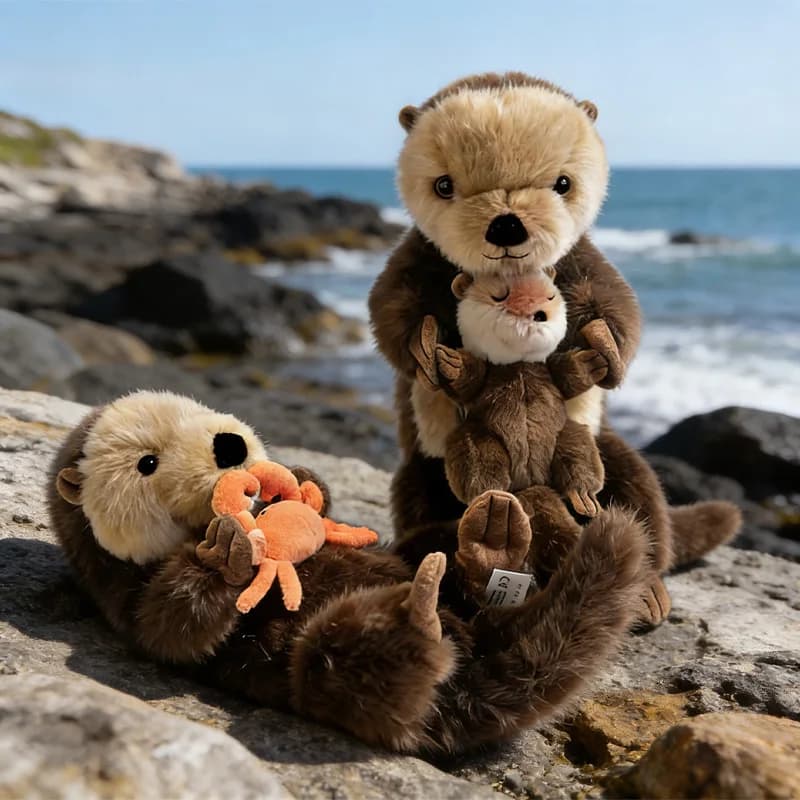 Nuovi peluche di lontra marina, squisita bambola di lontra marina madre e figlio, bambole di animali simulati smontabili, regalo di compleanno per bambini