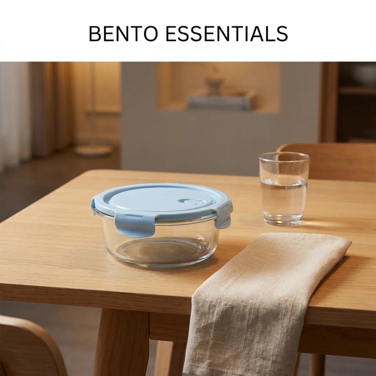 Set di Contenitori in Vetro Rotondi per Alimenti, Ciotole Ermetiche con Coperchi Blu, Adatte a Microonde e Congelatore, Senza BPA, con Isolamento Termico