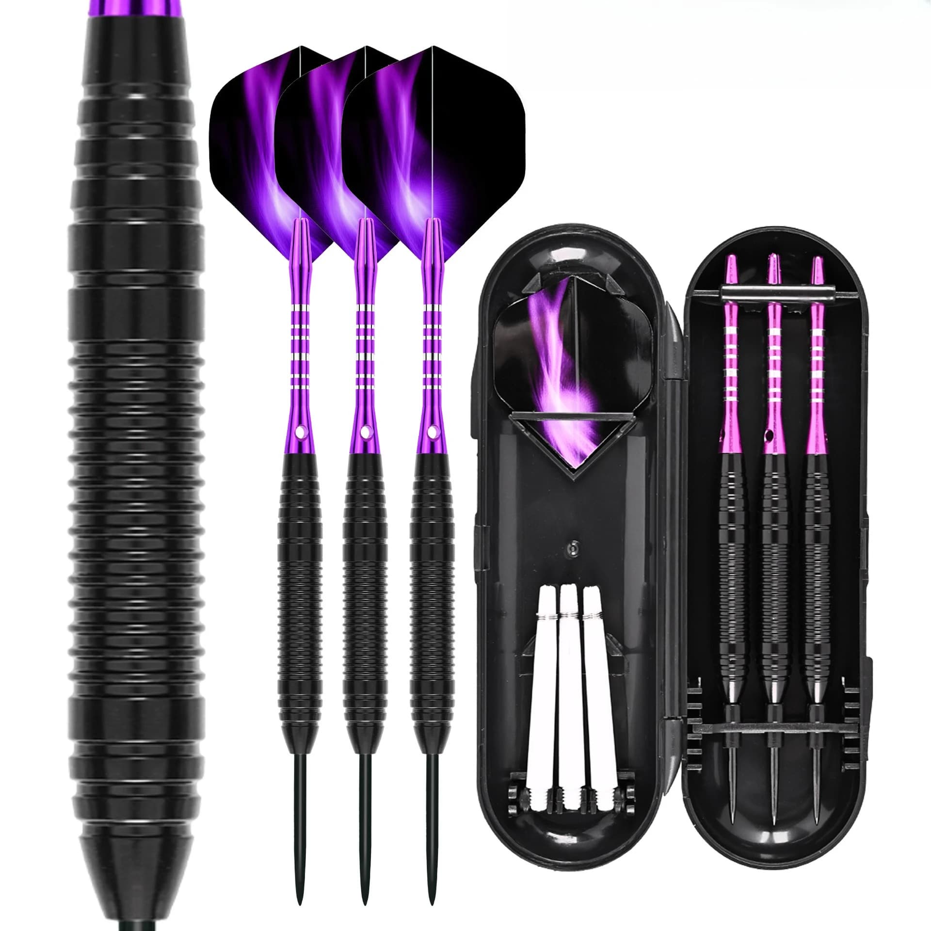 Set di 3 Freccette Professionali, Scatola Portatile Gratuita, 22g Lunghezza Totale 16,5cm, Freccette con Punta in Acciaio e Asta in Alluminio