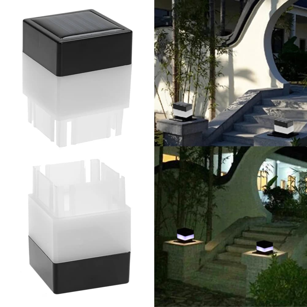 Lampada da testa a colonna per esterni impermeabile Lampada da palo per recinzione a LED ad energia solare per la decorazione del paesaggio del giardino del patio
