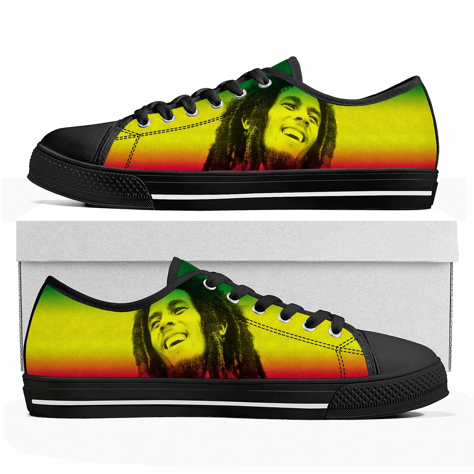 Bob Marley Reggae Rasta Low Top High Quality Sneakers Mens Womens Teenager Canvas Sneaker Singer Casual Couple Shoes Custom Shoe