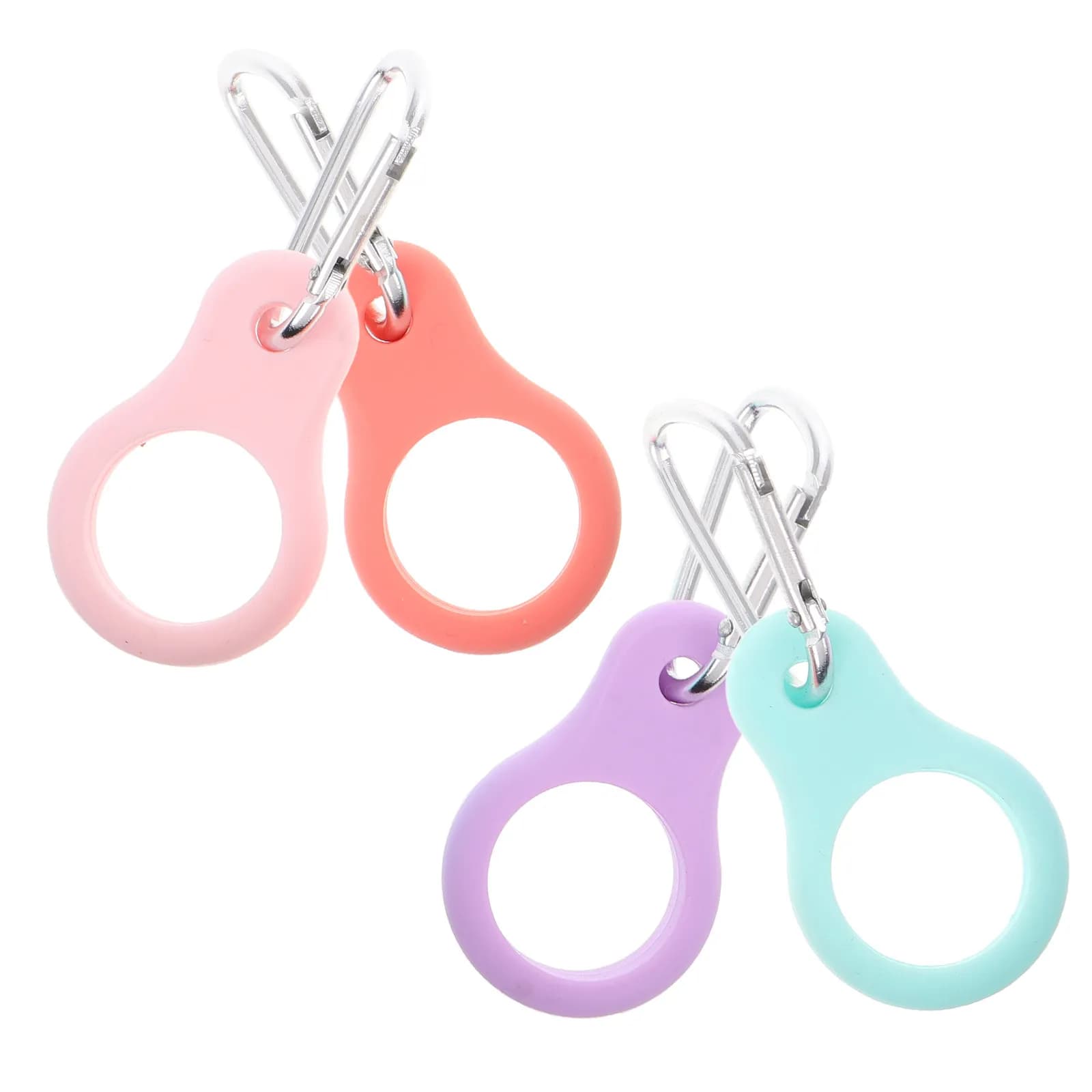 Set of 4 Clips for Outdoor Water Bottles with Silicone Ring and Mosque for Backpack, Belt, Race, Mountaineering, Portable