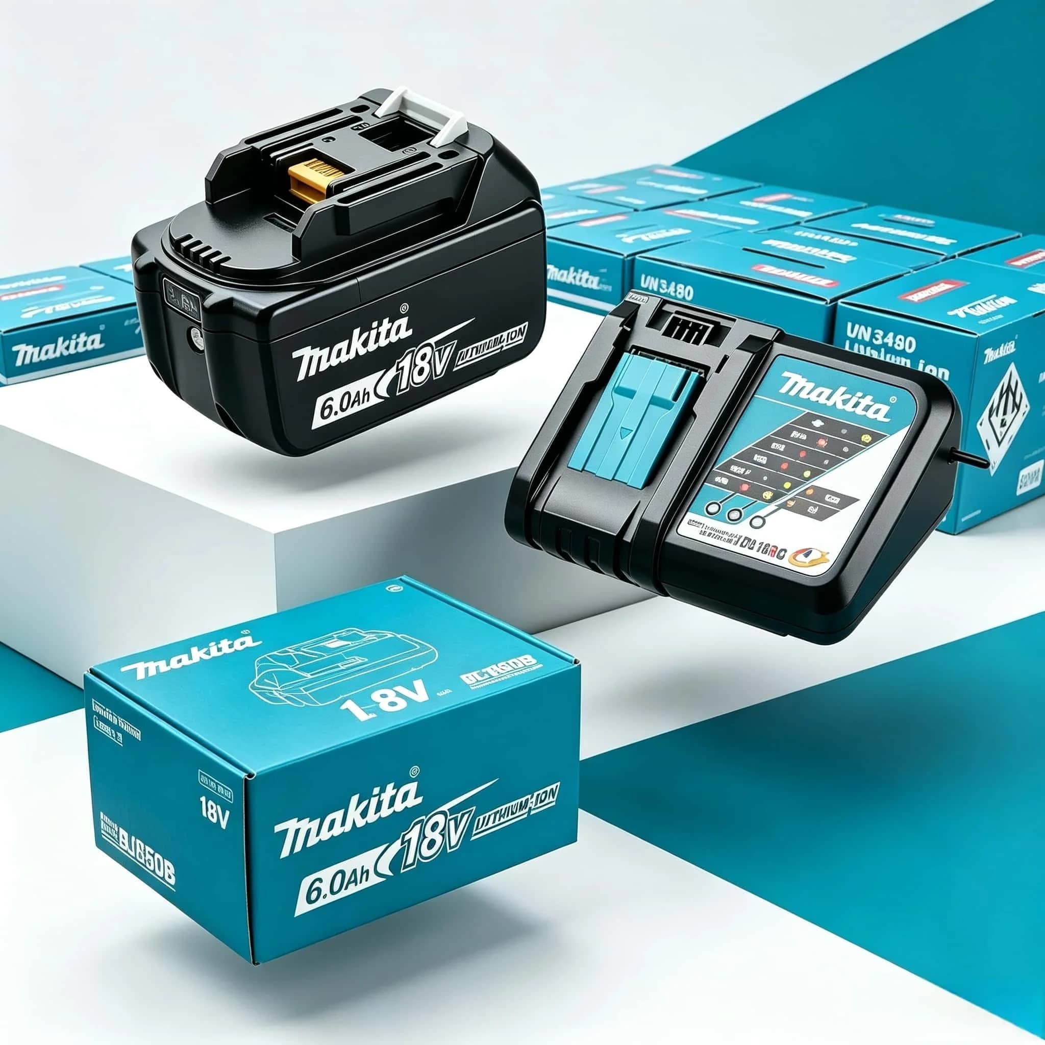 Makita BL1860B 18V 6.0Ah LXT Battery + DC18RC Fast Charger Kit, Power Display, EU/US Plug Option, Original Box.