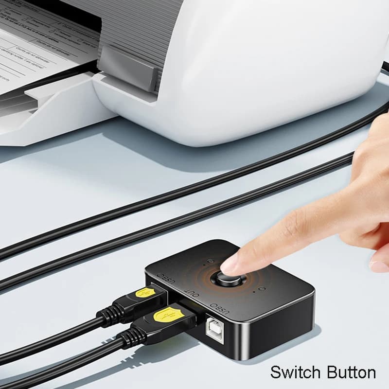 Hub Controller USB 2.0 per Stampante, 2 PC che Condividono 1 Stampante, Switch Convertitore, Adattatore di Estensione per Stampa, Cavo Splitter