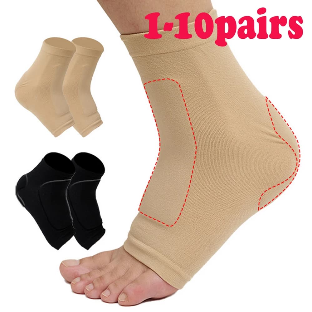 1-10 paia di cuscinetti in gel per pattinaggio su ghiaccio calzini protettivi imbottiti maniche malleolari protezione del piede anteriore stinco tendine di Achille calzino con tallone