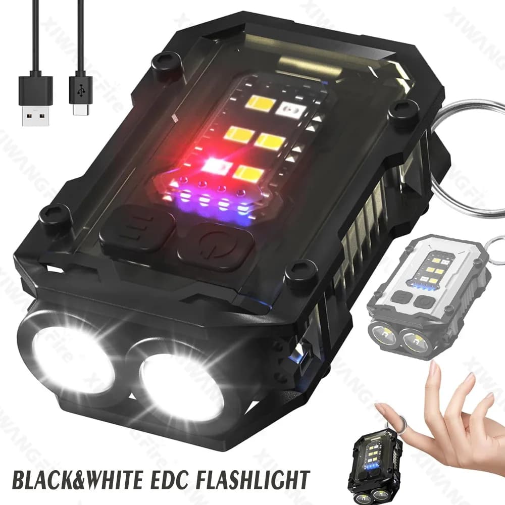 Mini torcia portachiavi COB, torcia EDC ricaricabile con clip, luce tascabile ultra compatta per escursionismo, campeggio, pesca, regalo di emergenza