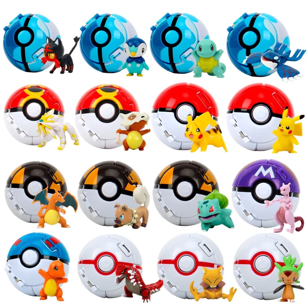 Pokemon Elf Ball Pokeball Anime Figura Cartoni animati Pikachu Charizard Piplup Kyogre Pocket Monster Pet Anime Action Model Toy Regali