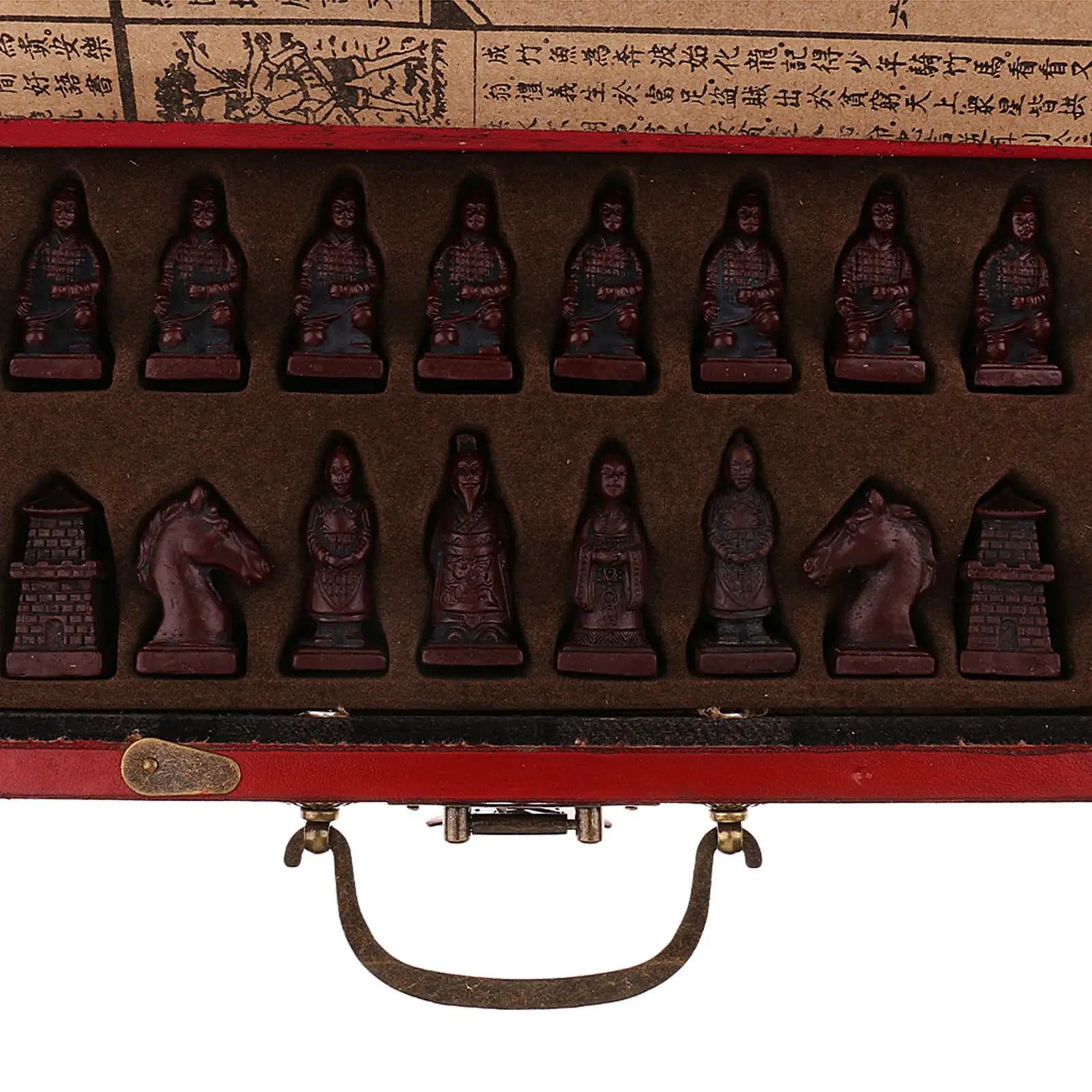 Collector’s Folding Chinese Chess Game Resin Vintage Board Wooden Antique Classical Chess Set for Adults Gift