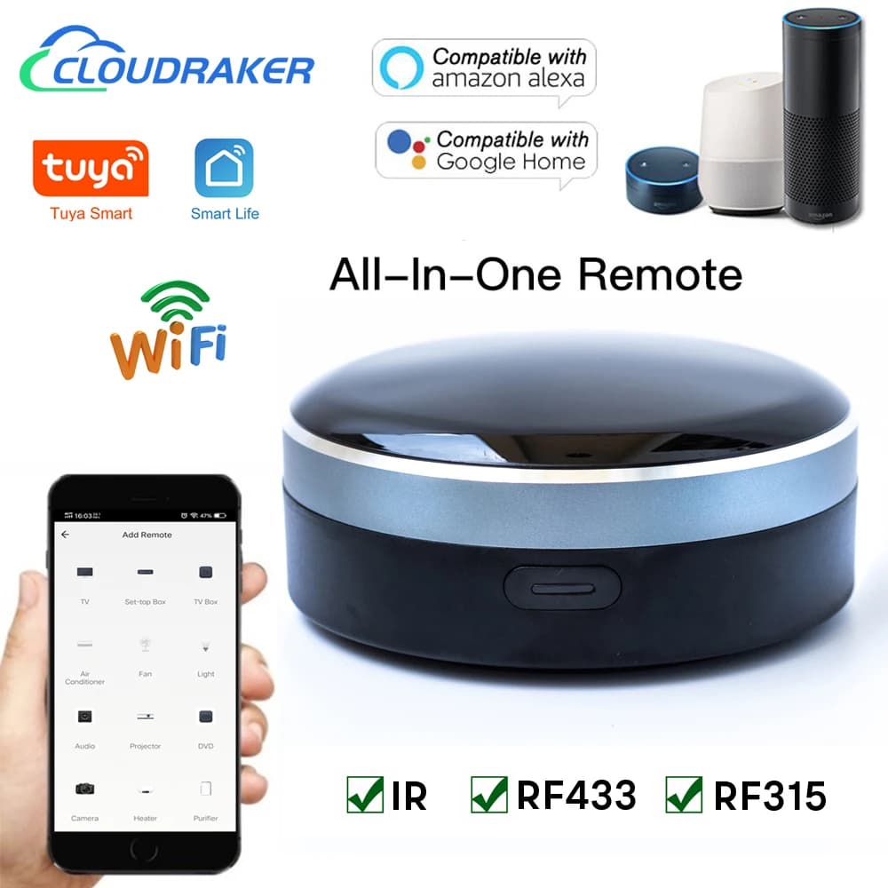 Tuya IR RF 433/315 Telecomando universale WIFI intelligente per TV Tende AC Tapparella Funziona con Alexa Google Home Siri