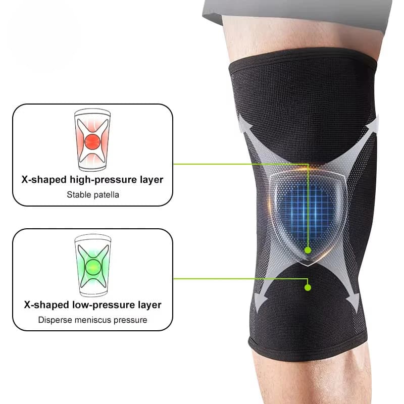 Ginocchiera traspirante a compressione con tutore di supporto per ginocchio per sollevamento pesi Powerlifting