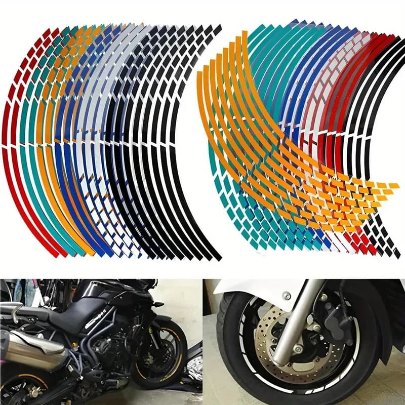 1/2 set di adesivi riflettenti per ruote, strisce adesive per cerchioni, adesivi per bici e moto per Honda e Kawasaki